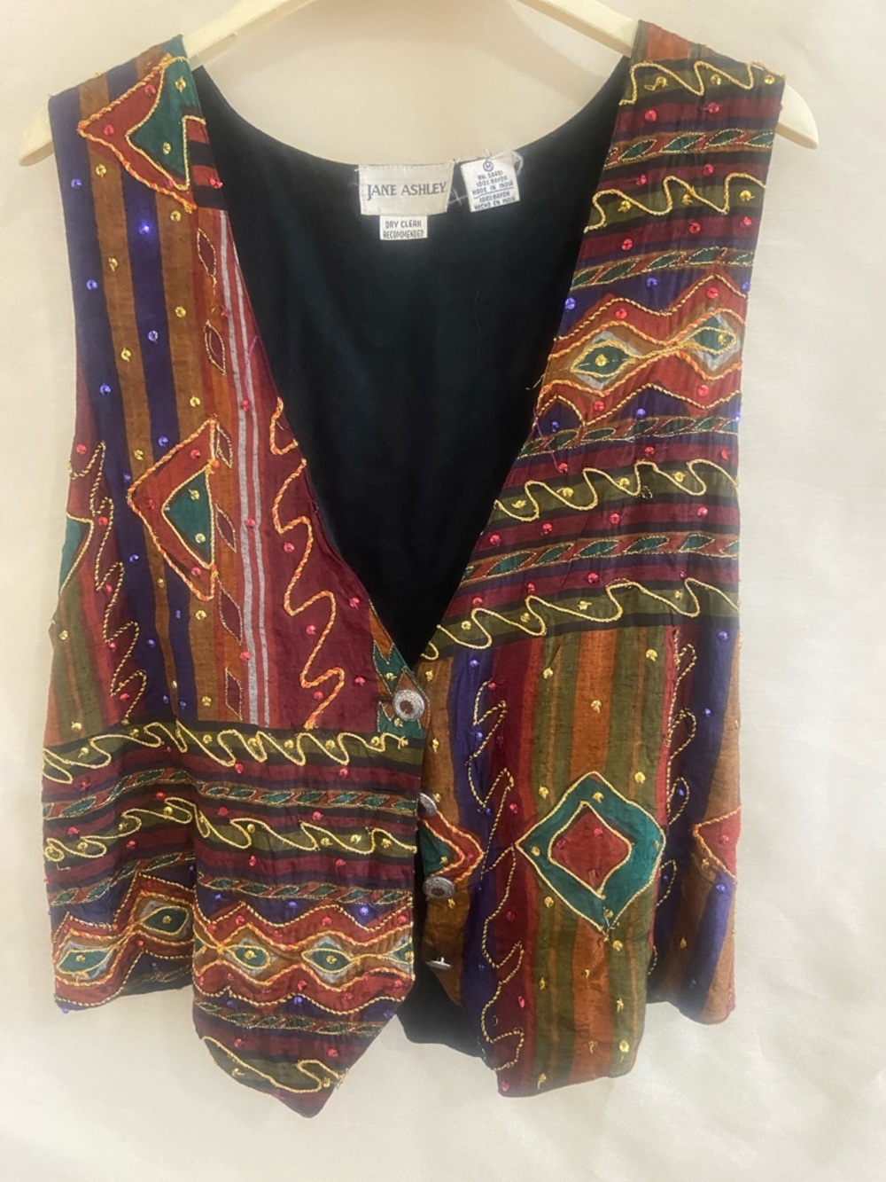 Jane Ashley Multicolor Embroidered Striped Vest